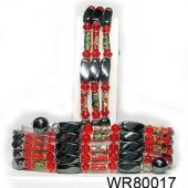 36inch Red Cloisonne,Crystal, Magnetic Wrap Bracelet Necklace All in One Set